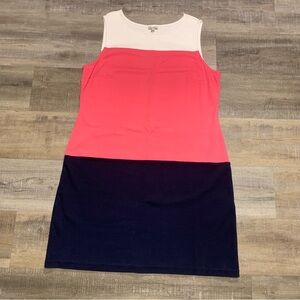 Talbots Sleeveless Tri-Colorblock Cotton Shift Dress Women’s Large